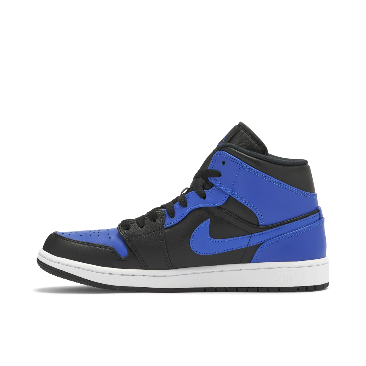 Jordan 1 Mid Black Royal Tumbled Leather - Image 2
