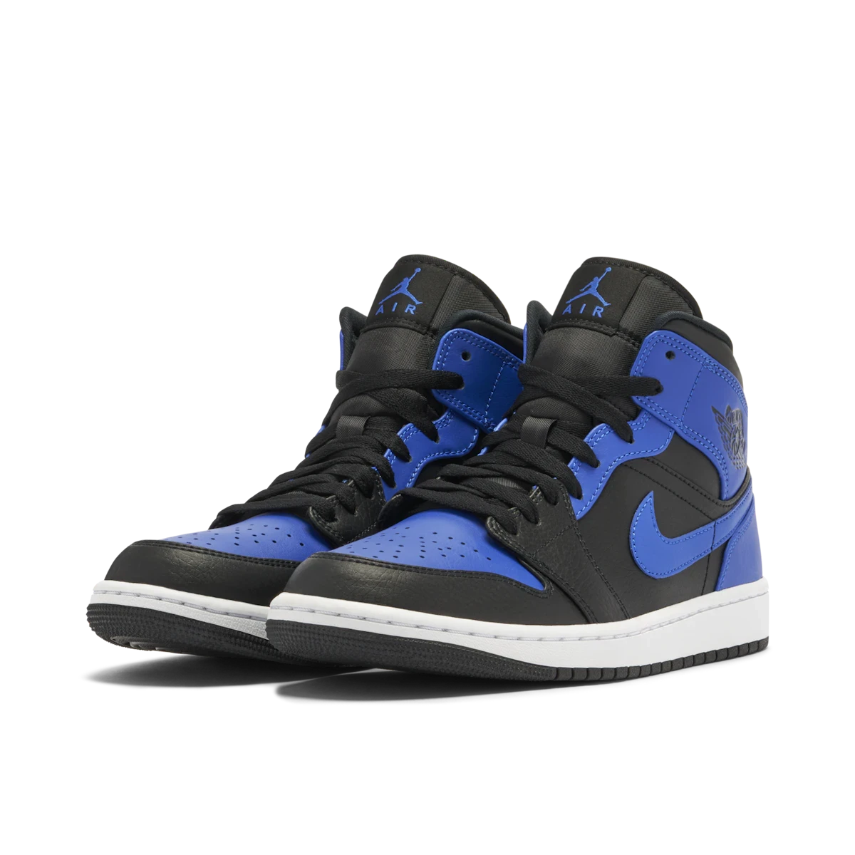 Jordan 1 Mid Black Royal Tumbled Leather - Image 4