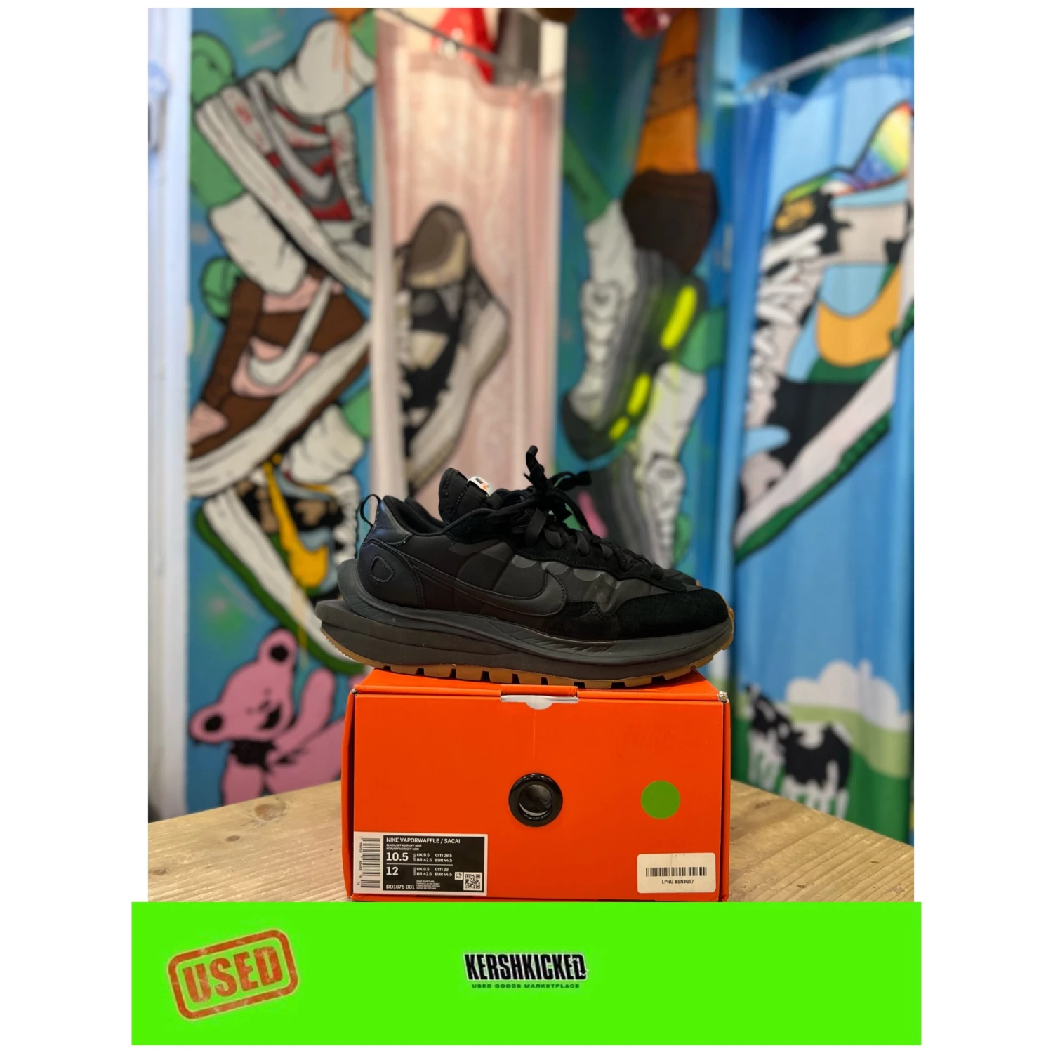 Nike Sacai Vapourwaffle Black Gum UK9.5