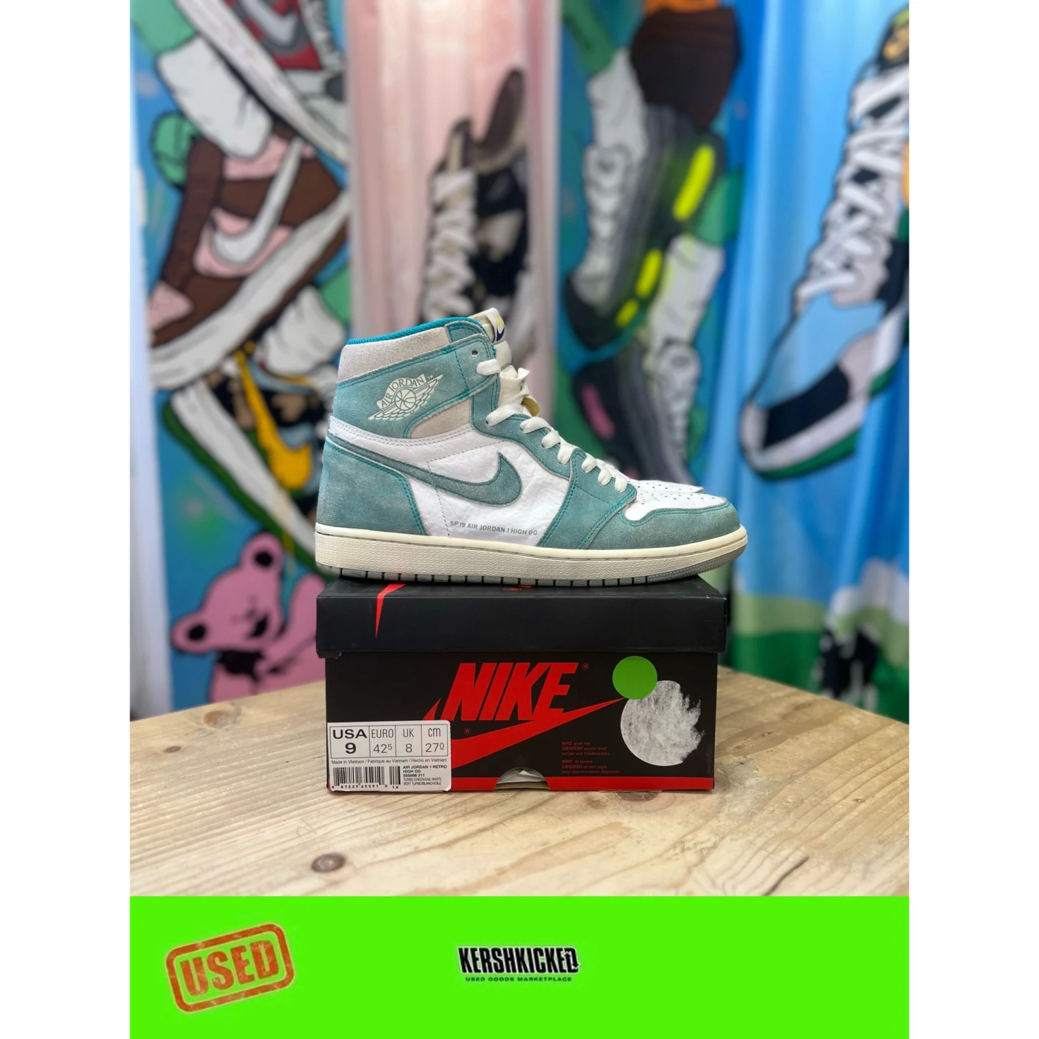 Jordan 1 Retro High Turbo Green UK 8
