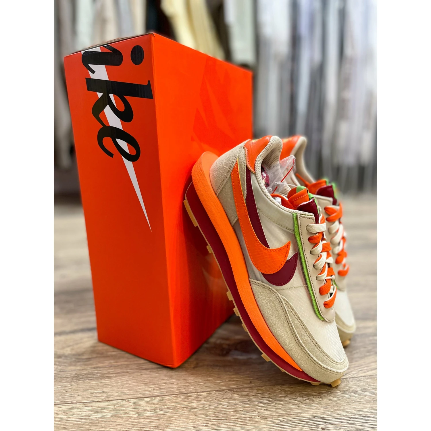 Nike LD Waffle Sacai CLOT Net Orange Blaze - Image 2