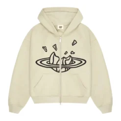 Broken Planet Zip Up Hoodie Bone White