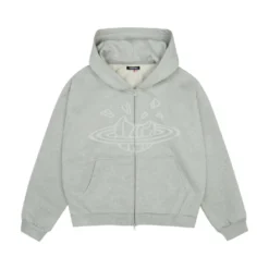 Broken Planet Market Zip Up Hoodie Ash Heather Grey