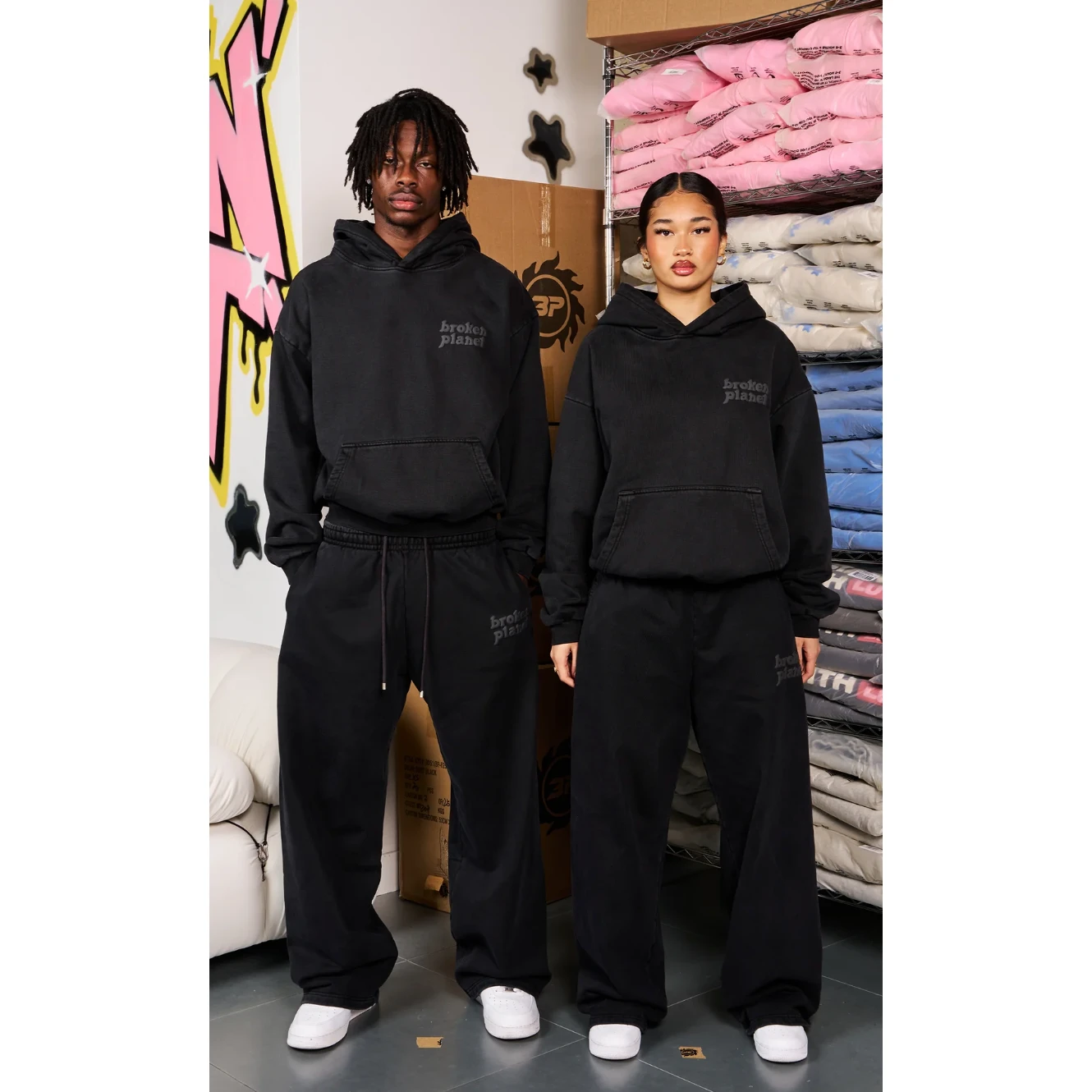 Broken Planet Basics Straight-Leg Sweatpants Washed Black - Image 3