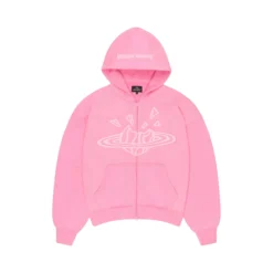 Broken Planet Zip Up Hoodie Candy Pink