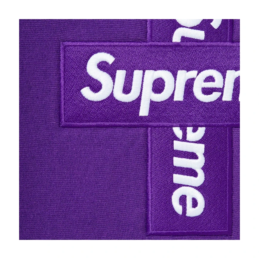 Supreme Cross Box Logo Hooded Sweatshirt Purple - Image 2