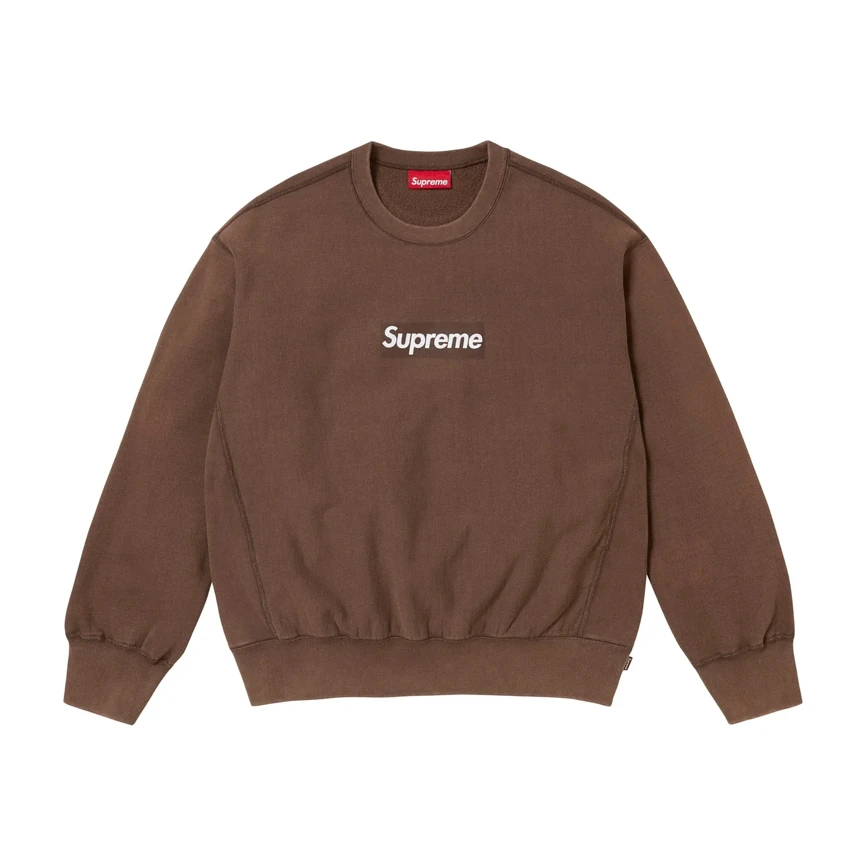 Supreme Washed Box Logo Crewneck Brown